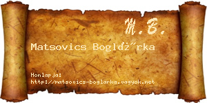 Matsovics Boglárka névjegykártya